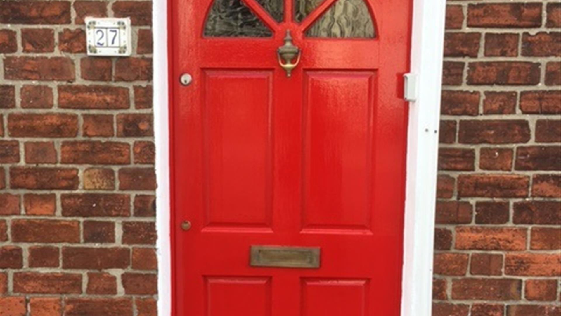 Red front door