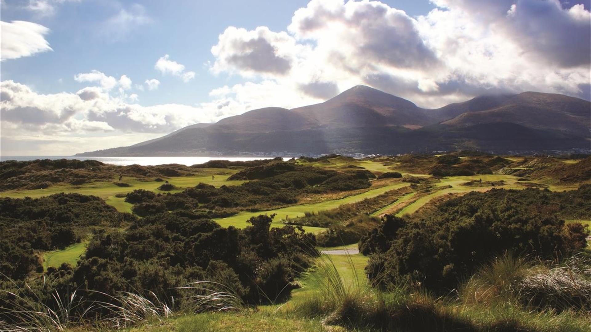 View of Royal County Down Golf Course and Slieve Donard Mountain