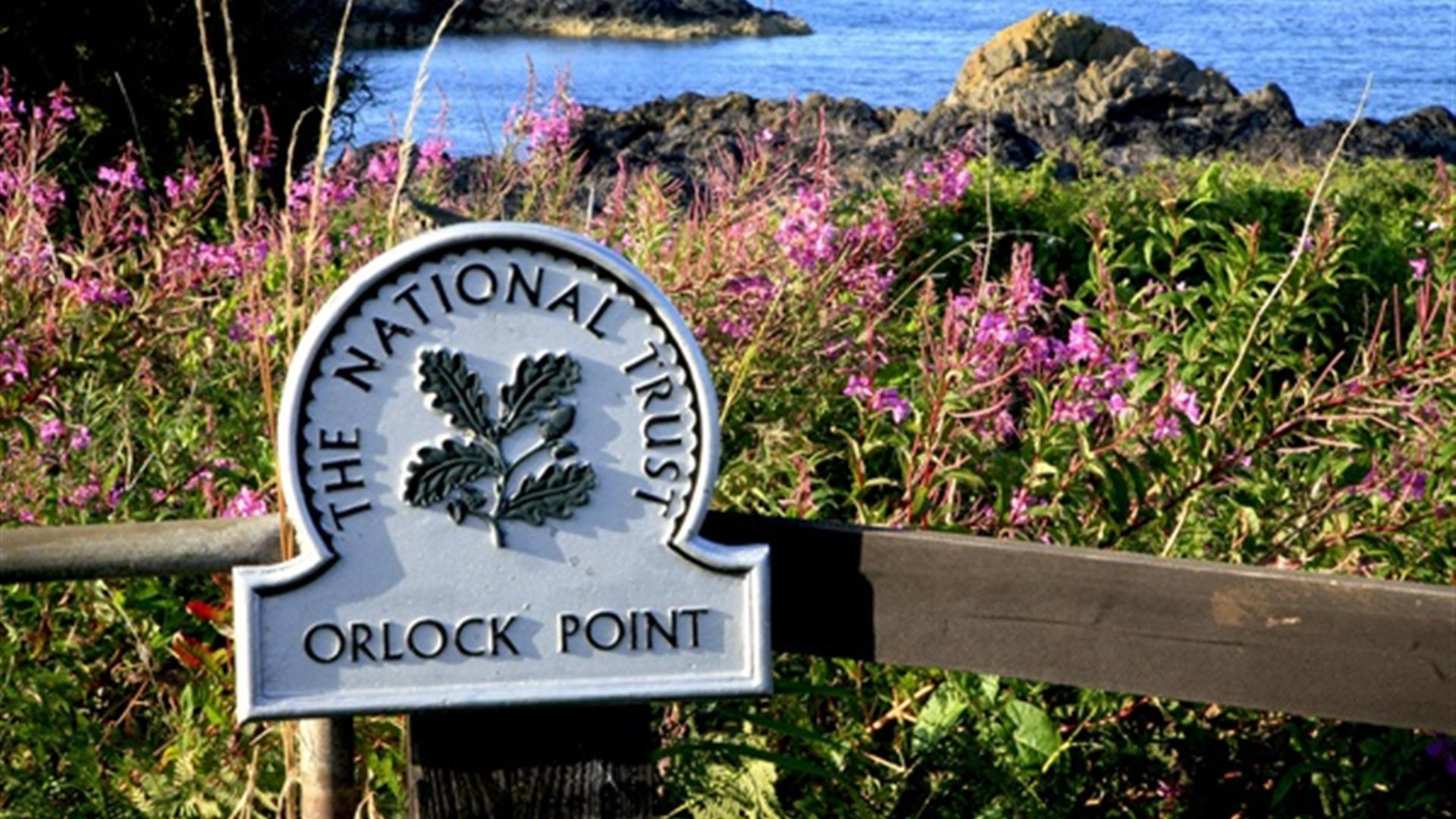 The National Trust sign for Orlock Point