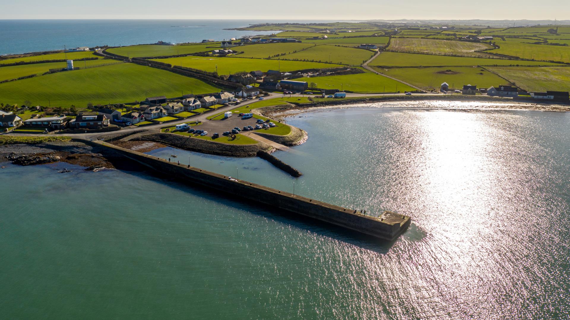 Drone image of Burr Point the most easterly point in Ireland