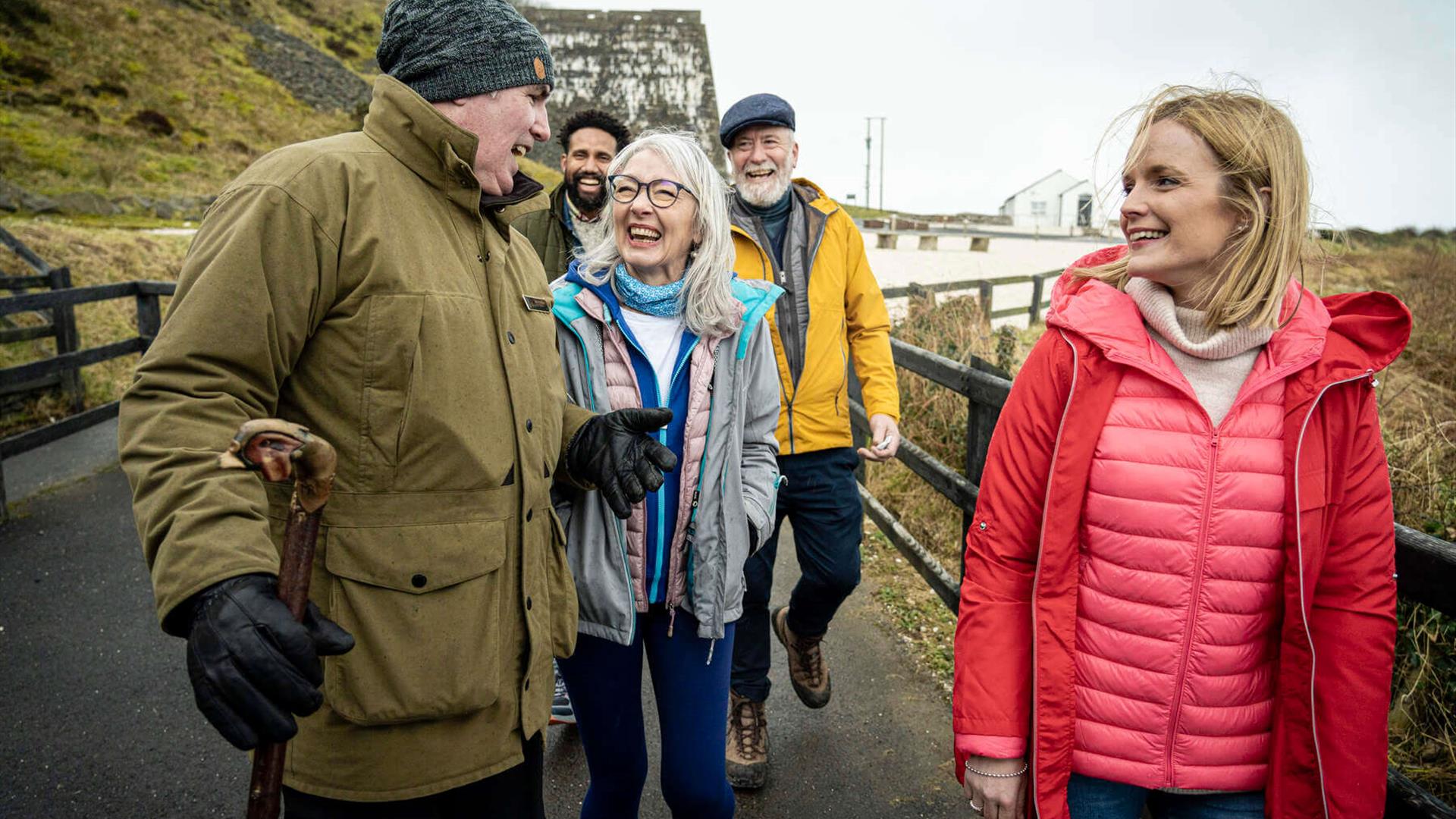 Mark Rodgers leads group towards the carrick-a-rede rope bridge