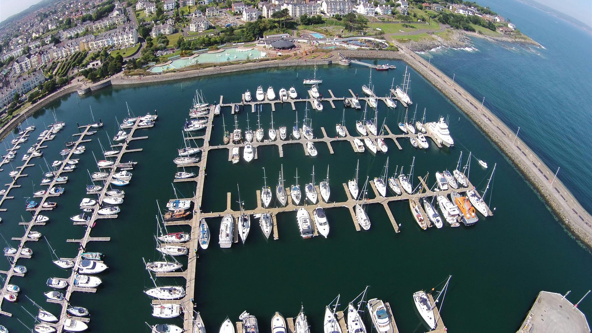 Birds eye view of Bangor Marina