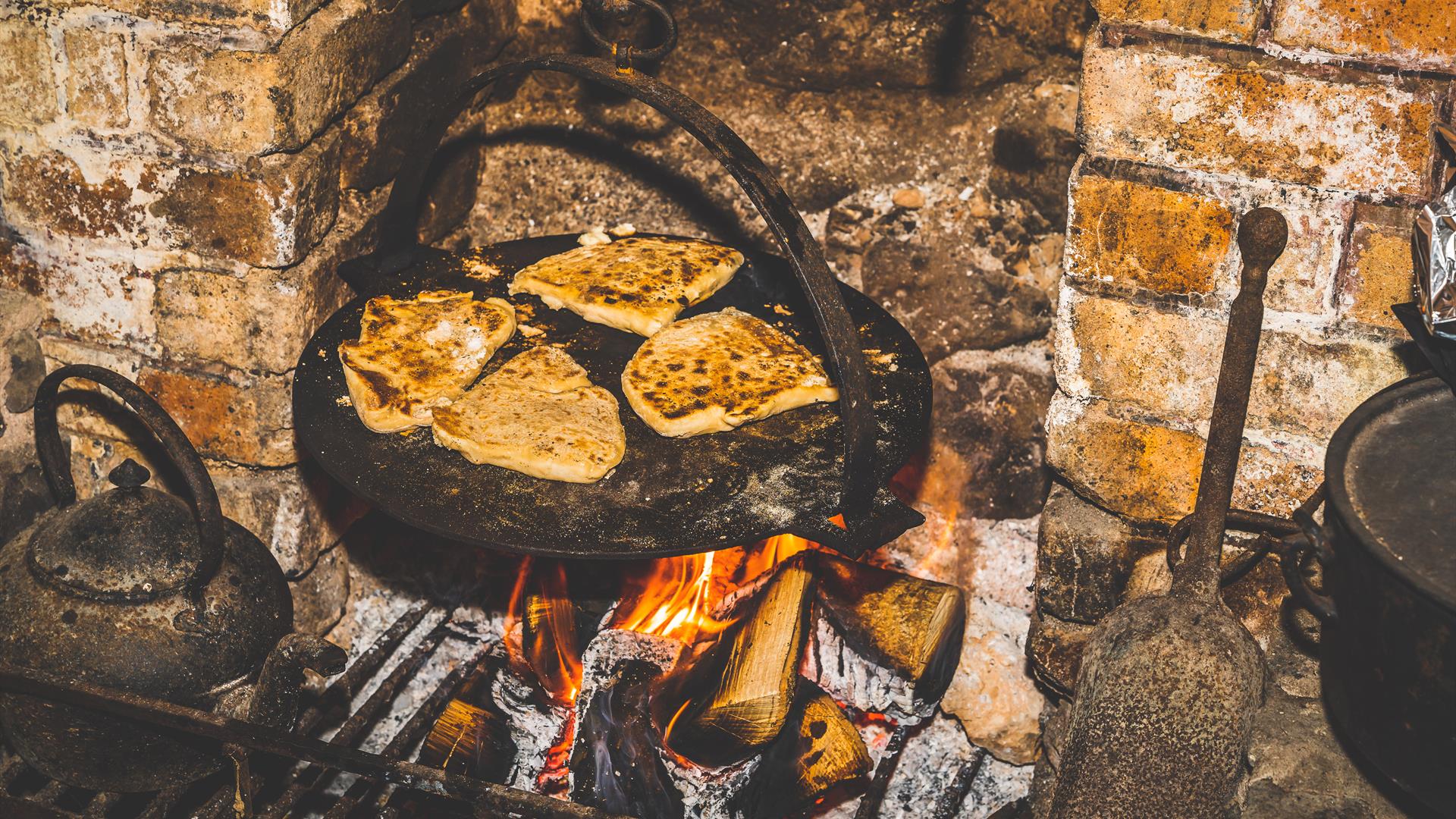 Soda on the griddle over and open fire