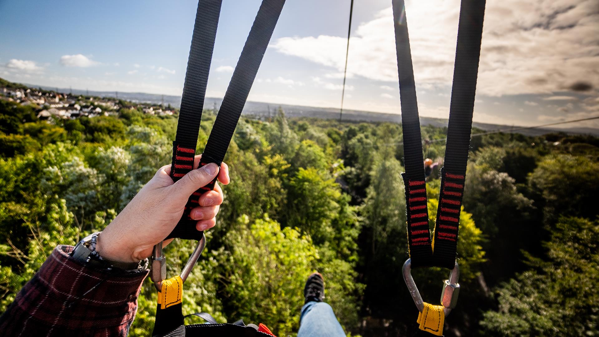 River Rapid, Ireland's longest zipline. Available to book at Colin Glen.