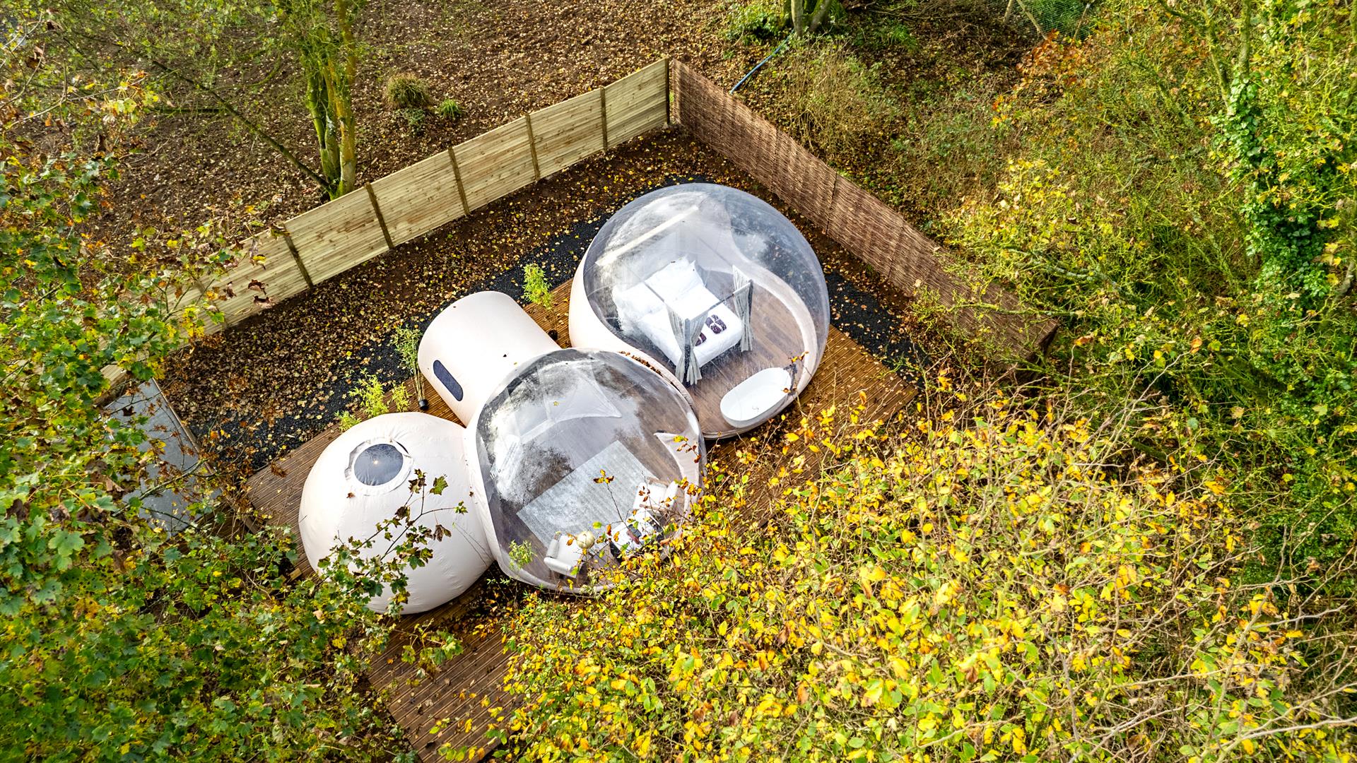 aerial view of Bubble dome at Cromore Retreat