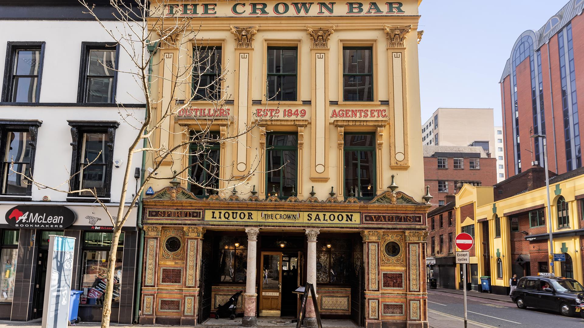 exterior view of the Crown Liquor saloon