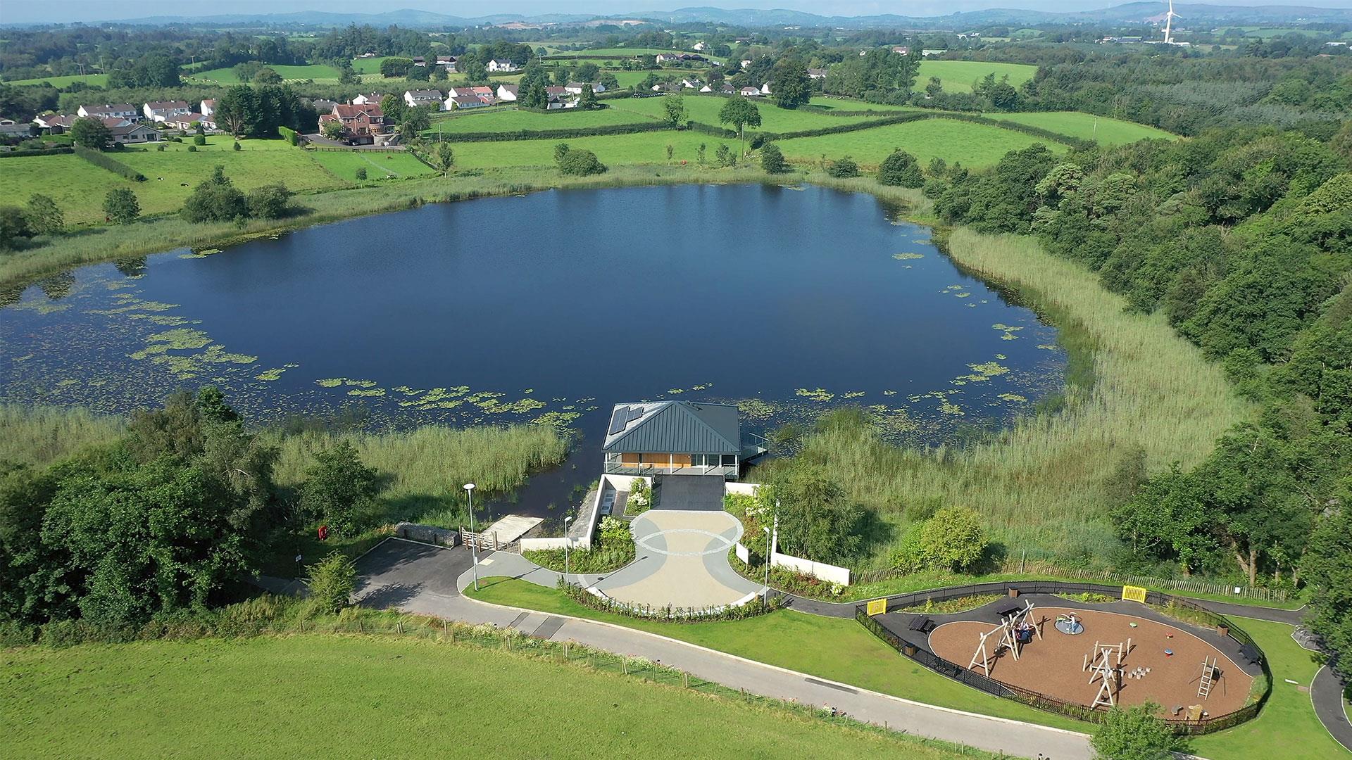 An aerial view of Roundlake Caravan park and children's play area