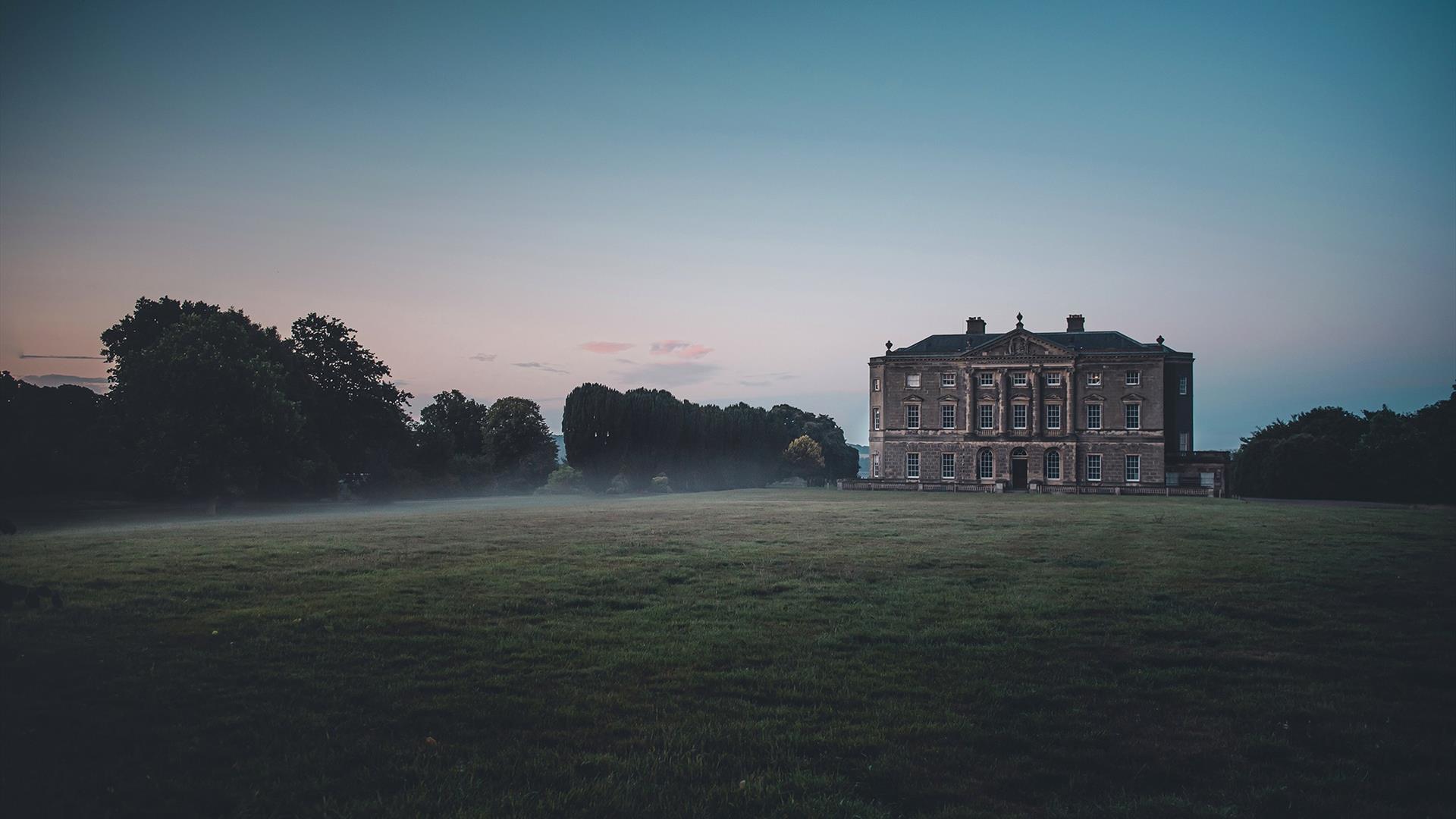 Castle Ward House on foggy day.