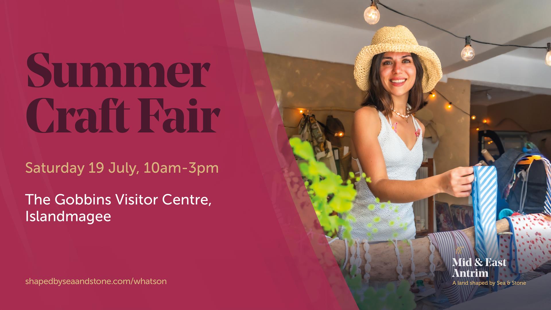 Marketing Graphic of lady shopping at craft fair with Fair details.