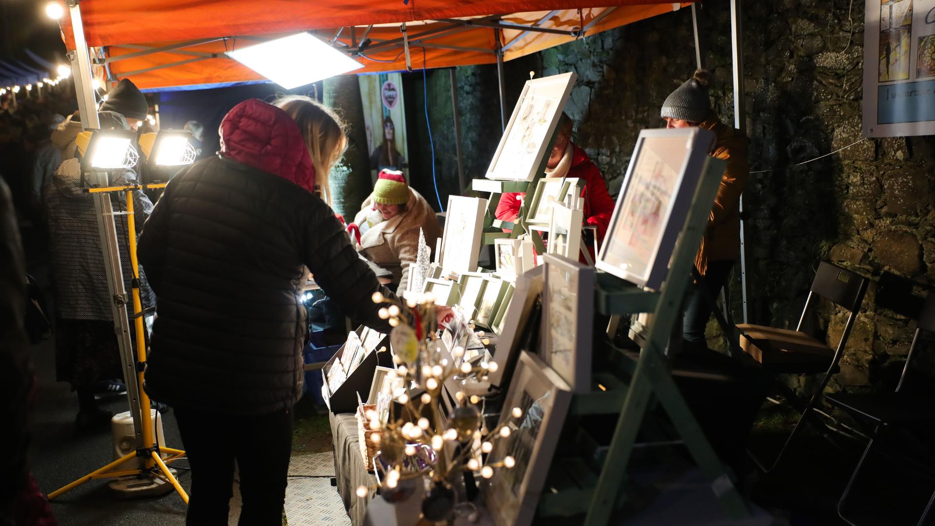 Lady browsing stalls at Carryduff Christmas Market