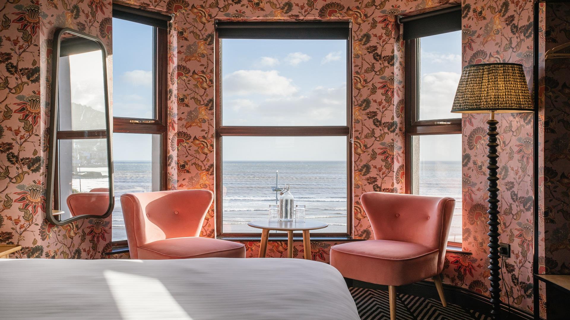 Sea view bedroom from Avoca Hotel, Newcastle, County Down. Room overlooks Newcastle beach and promenade.