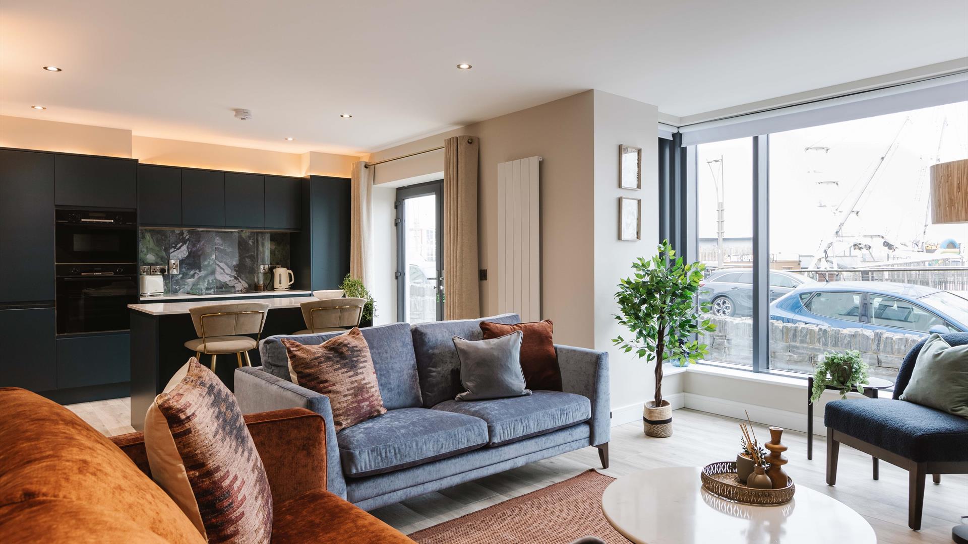 interior of open plan kitchen and living space at DB Stays 'The Valley'