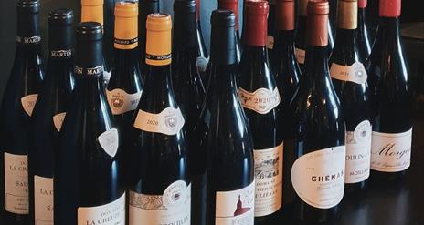 Selection of bottles of wine on display