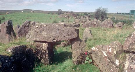 Image of the stones at Knockoneill Court Tomb