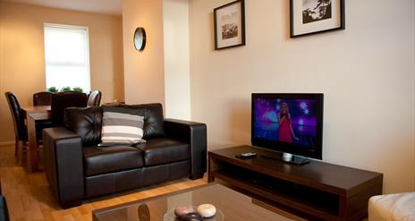 Open plan living room dining area