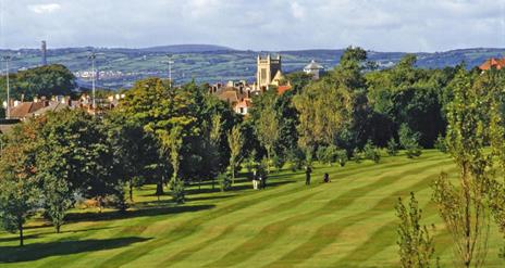 Photo showing view from golf club across the green