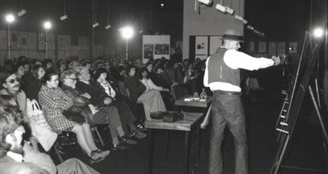 Archive image of Joseph Beuys visit to Ulster Museum in 1974