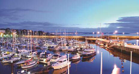 A photo of Bangor marina at sunset