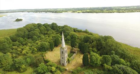 A church on an island on Lough Beg