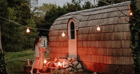 Dusk at Kingfishers Residence cabin, Mourne Luxury Glamping