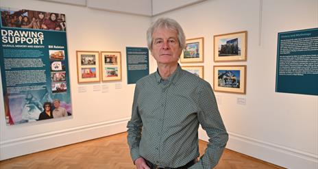 Professor Bill Rolston in the , Drawing Support: Murals, Memory and Identity exhibition