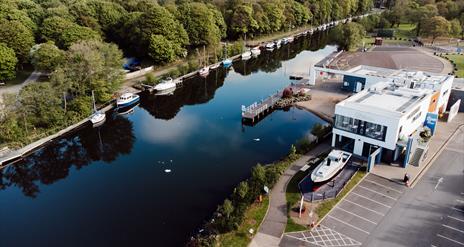 The Gateway building and Six Mile Water River