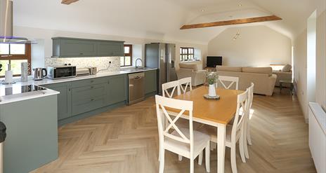 Open plan kitchen, living and dining area