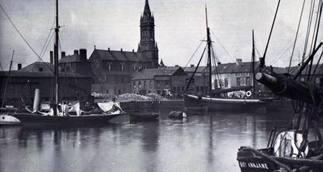 Historical image of Sailortown with church in background