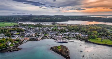 Aerial view of Strangford Lough and village