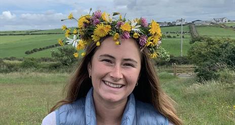 Picture of a woman with a Wildflower Crown on her head