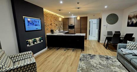 Image looking from the living area onto the kitchen diner area