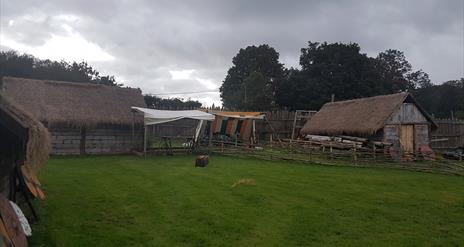 A cloudy sky looms over the Ballydugan Medieval Settlement