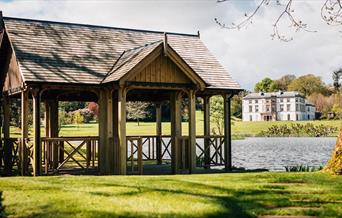 Picture of Montalto House, Montalto Lake and Boathouse all within Montalto Estate in Ballynahinch.