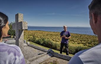 Overlooking beautiful views over Lough Neagh, Jim encourages the group to take time out to reflect