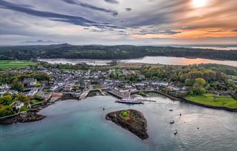 Aerial view of Strangford Lough and village