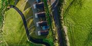 ariel view of the Glamping pods and surrounding landscape