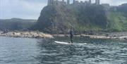 A paddleboarder on the water