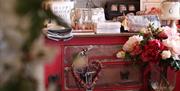 Gift display on top of vintage drawers