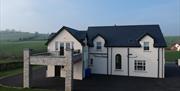 Image of the back of Beech Hill House featuring a balcony