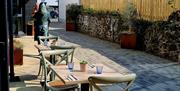 Outdoor seating area at Bistro at the Courthouse