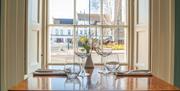 A table overlooking Comber Square, in No.14 The Georgian House restaurant