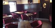 A seating area in a restaurant.