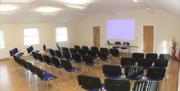 Conference room with chairs lined out