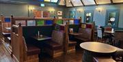Seating and tables in the bar