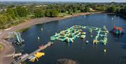 Aerial view of The Lake waterpark in Kilrea