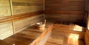 Interior of a wood-fired sauna