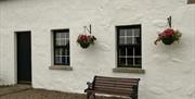 Front exterior and hanging baskets