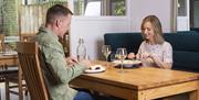 A couple having a meal in a bistro