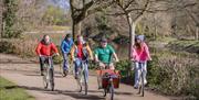 Steven from Hometown Tours guides 4 tourists along Belfast's beautiful riverside greenways as part of an urban bike tour