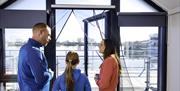 A family in the on water glamping pods at Ballyronan Marina